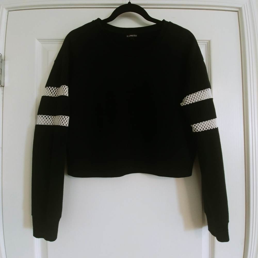 Express Black & White Crop Sweatshirt
